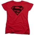 thumbnail image 1 of Superman Red & Black Shield Women's T-Shirt Red, 1 of 1