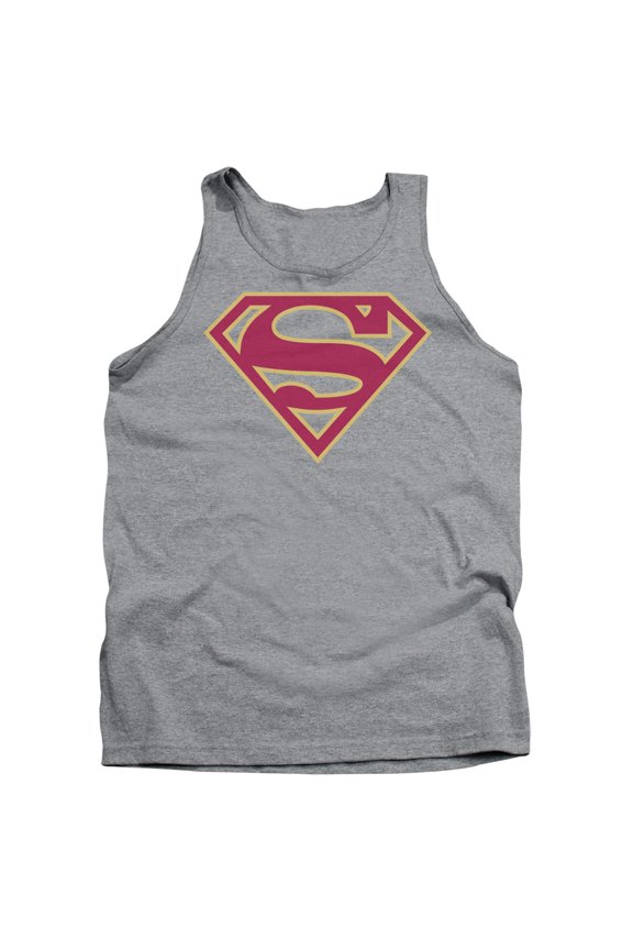 Superman Red & Gold Shield Adult Tank Top Athletic Heather
