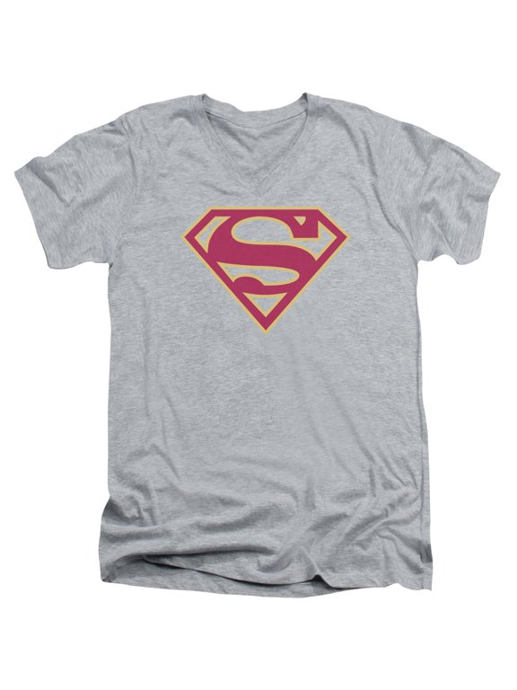 Superman - Red & Gold Shield - Slim Fit V Neck Shirt - Large