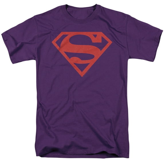 Superman Red On Black Shield Unisex Adult T Shirt, Purple, 6X-Large