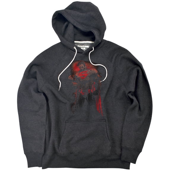 Superman Red Son Unisex Adult Slim Fit Pull-Over Heather Hoodie, Charcoal, Small