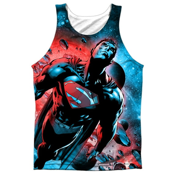 superman men's red sun mens tank white