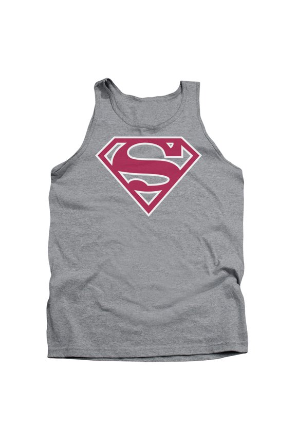 Superman Red & White Shield Adult Tank Top Athletic Heather