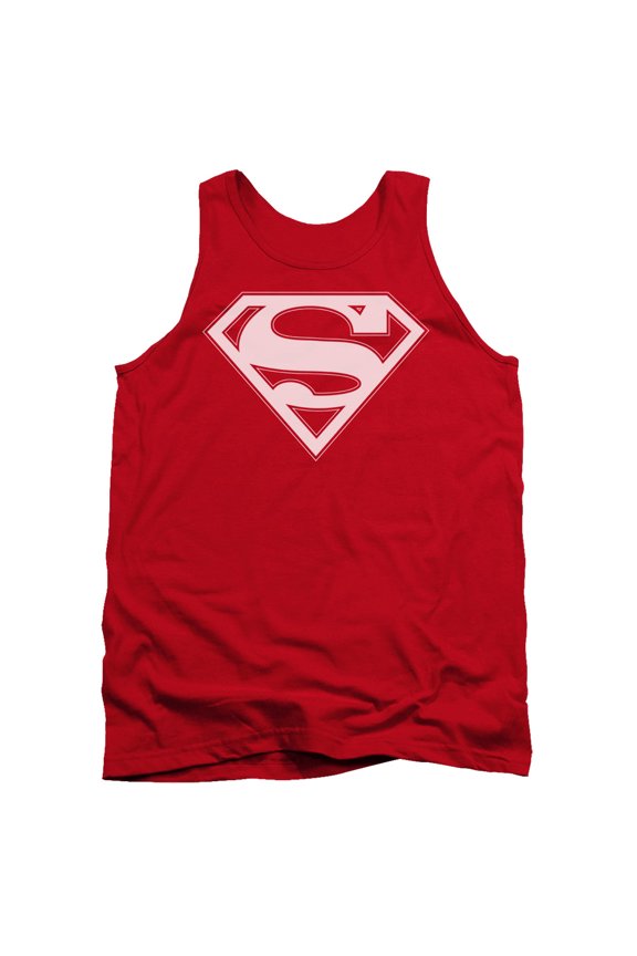 Superman Red & White Shield Adult Tank Top Red
