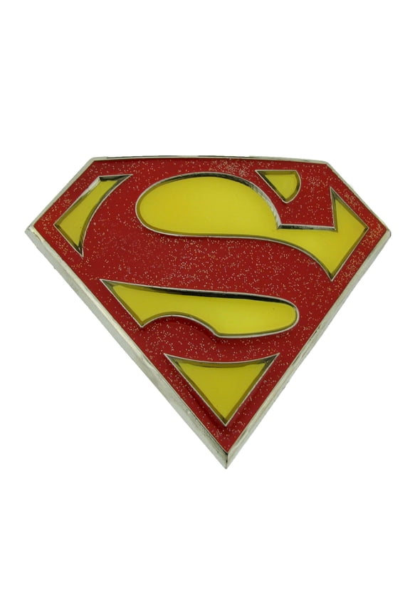 Return Belt Buckle American Superhero Logo Costume Red Yellow Glitter