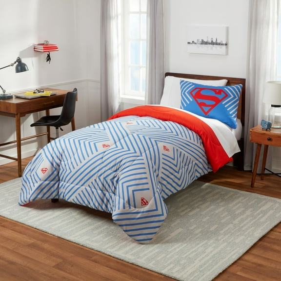 Superman Reversible Comforter and Sham Set, Twin/Full, DC Comics