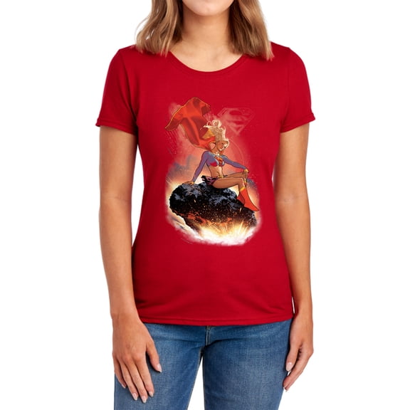 Superman Ride It Out Women's T Shirt, Red, Large