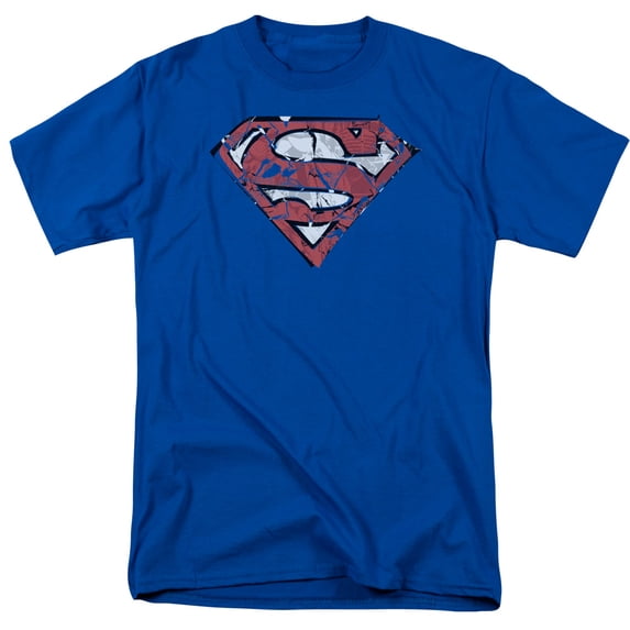 Superman Ripped And Shredded Adult 18/1 T-Shirt Royal Blue