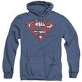 thumbnail image 1 of Superman Ripped And Shredded Adult Heather Hoodie Sweatshirt Royal Blue, 1 of 1