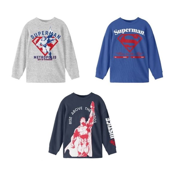 Superman Rise Boy’s 3-Pack Crew Neck Long Sleeve Shirt Set-10