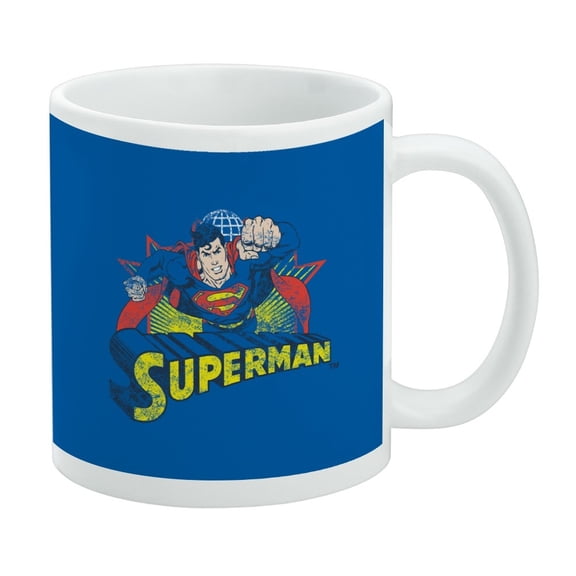 Superman Rough Distress Ceramic Coffee Mug, Novelty Gift Mugs for Coffee, Tea and Hot Drinks, 11oz, White