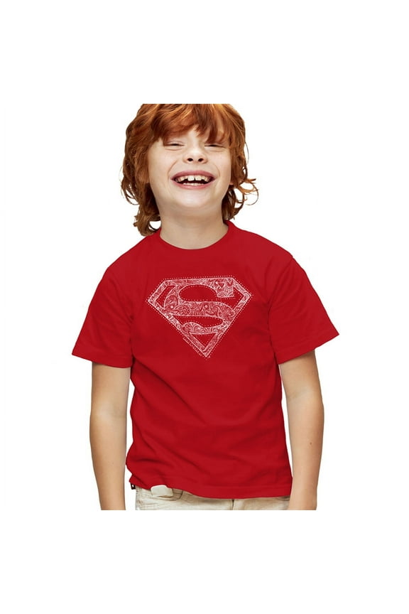 Superman Rough Paisley Logo Kids T Shirt (Medium) for Youth Toddler Boys and Girls, Red