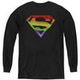 thumbnail image 1 of Superman Rough Rainbow Logo Kids Long Sleeve T Shirt (Large) for Youth Boys and Girls, Black, 1 of 4