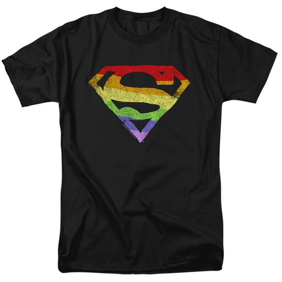 Superman Rough Rainbow Logo Unisex Adult T Shirt For Men And Women