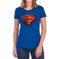 thumbnail image 1 of Superman Rusted Shield Women's T Shirt, Royal, X-Large, 1 of 6