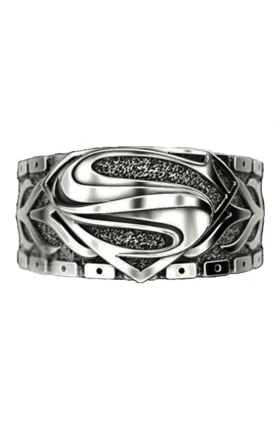 Superman S Logo Antique Style Stainless Steel Band Ring Size 12