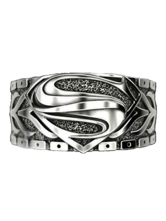 Superman S Logo Antique Style Stainless Steel Band Ring Size 8