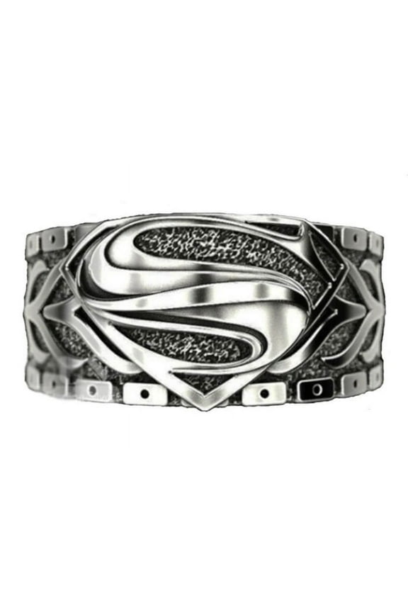 Superman S Logo Antique Style Stainless Steel Band Ring Size 9