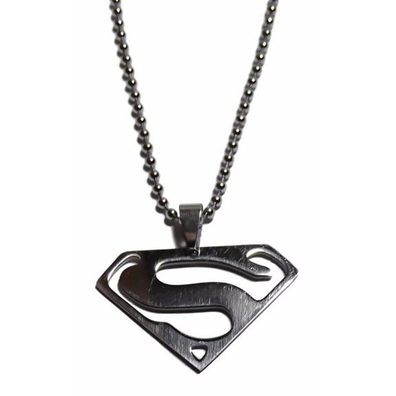 Superman S Logo Silvertone Pendant Necklace on 25" Chain