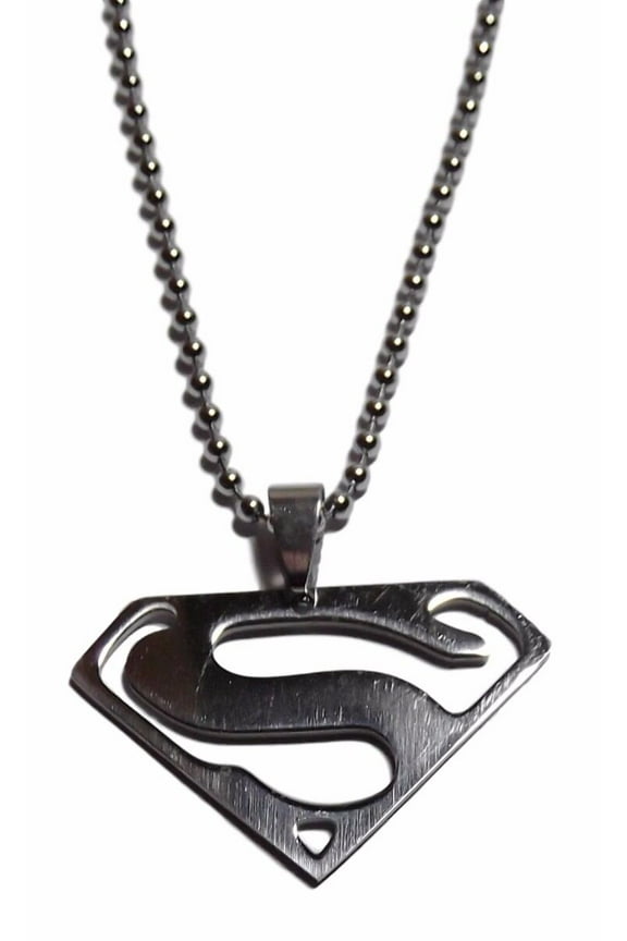 S Logo Silvertone Pendant Necklace on 25" Chain