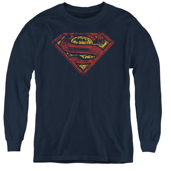 Superman - S Shield Rough - Youth Long Sleeve Shirt - X-Large