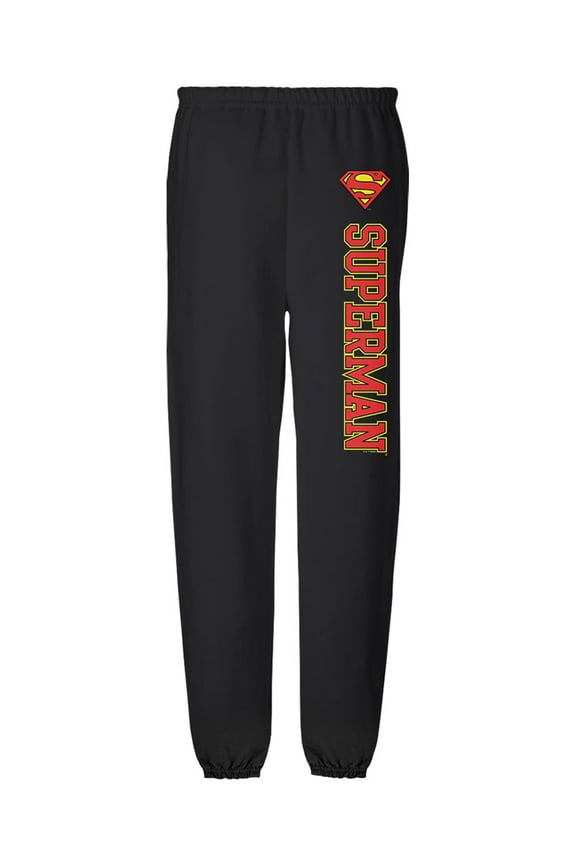 Superman S Shield Unisex Jogger Sweatpants with Pockets for Men and Women, Black, X-Large