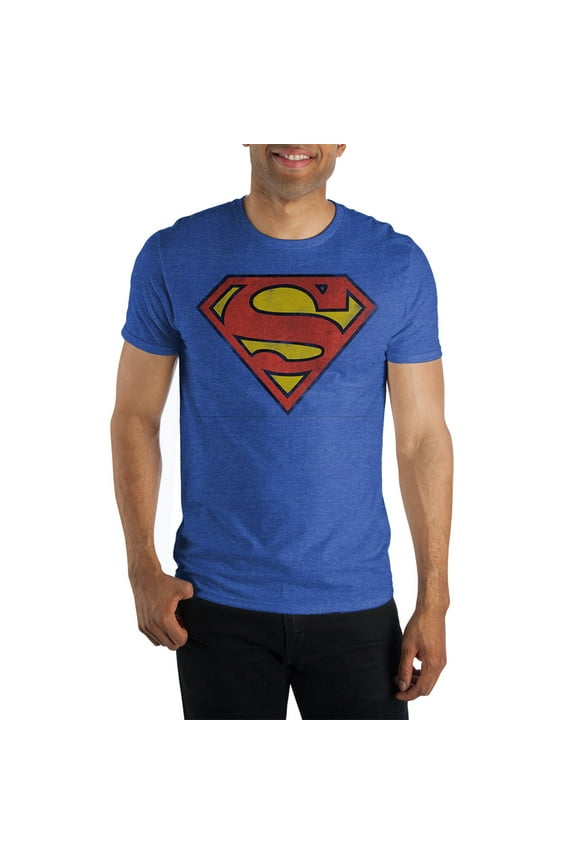 Superman S Super Logo Men's Blue T-Shirt Tee Shirt-Medium