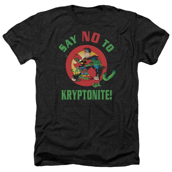 Trevco Sportswear SM1861-HA-3 Superman Say No To Kryptonite Adult Regular Fit Heather Short Sleeve T-Shirt, Charcoal - Large