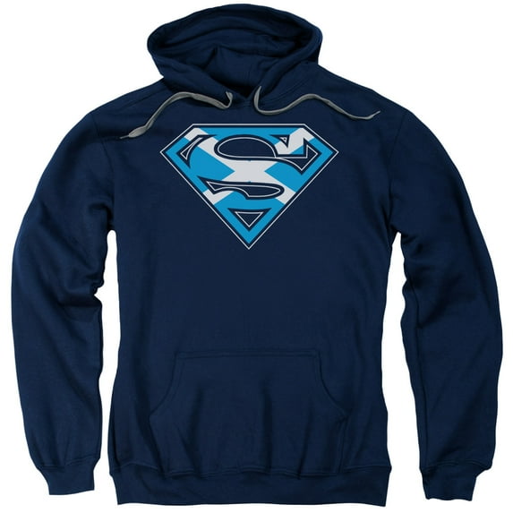 Superman Scottish Shield Adult Pullover Hoodie Sweatshirt Navy