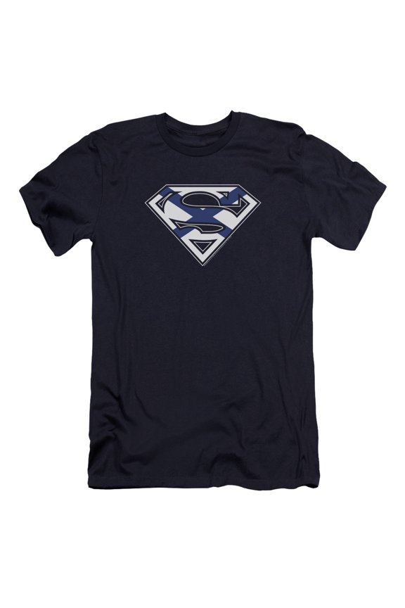 Superman Scottish Shield Premium Adult Slim Fit 30/1 T-Shirt Navy