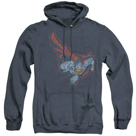 Superman Scribble & Soar Adult Heather Hoodie Sweatshirt Navy