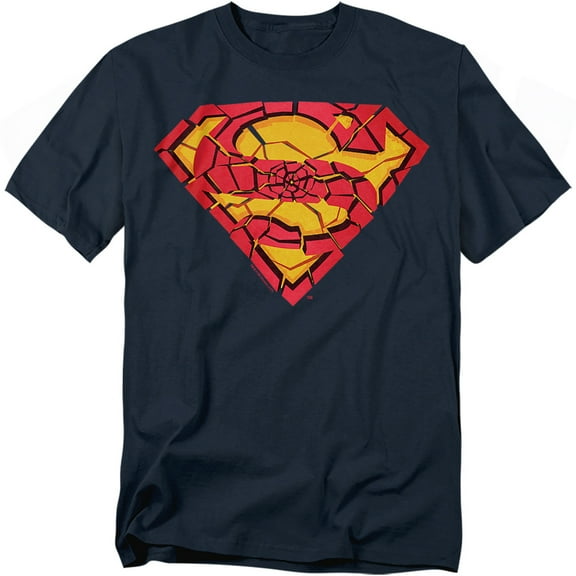 Superman T-Shirt Shattered Shield Unisex Graphic Tee For Men & Women Navy 