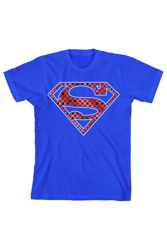 Superman Shield Logo Youth Royal Blue Graphic Tee-Large