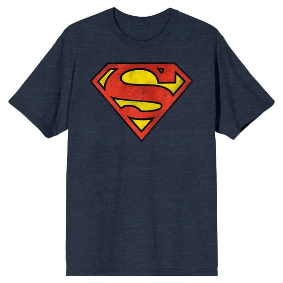 Superman Shield Navy Heather Men's Graphic Tee - S