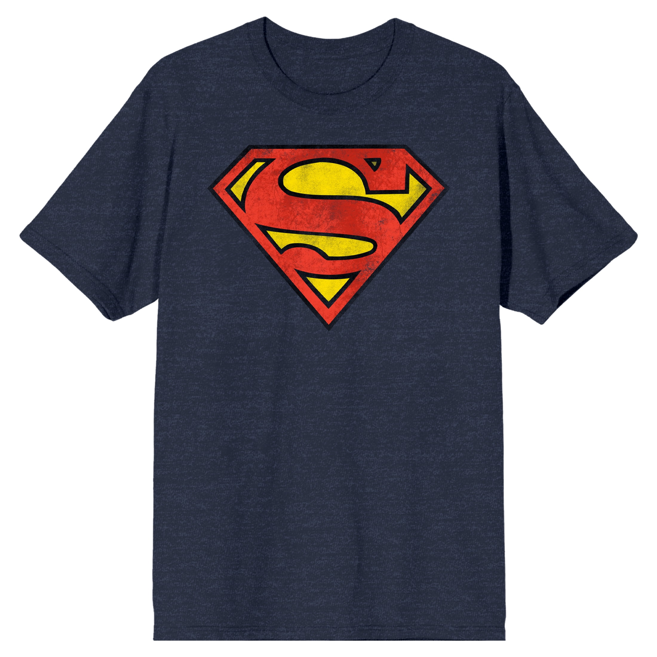DC Comics Superman Logo Heather T-Shirt-Small Navy