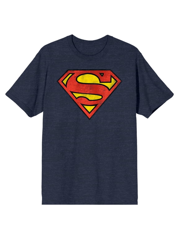 Superman Shield Navy Heather Men's Graphic Tee - L