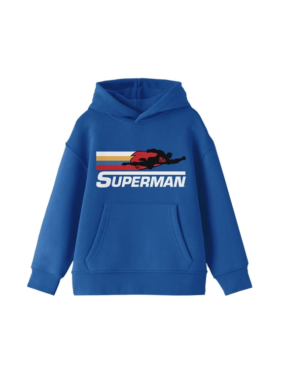 Superman Silhouette Youth Boy's Royal Blue Hoodie-Small