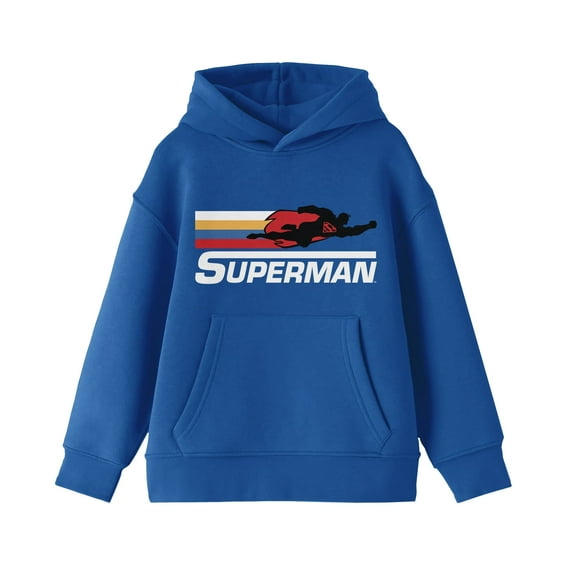 Superman Silhouette Youth Boy's Royal Blue Hoodie-XS