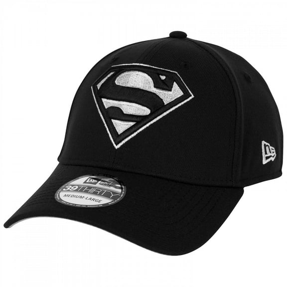 Superman Silver Logo New Era 39Thirty Fitted Hat-Large/XLarge