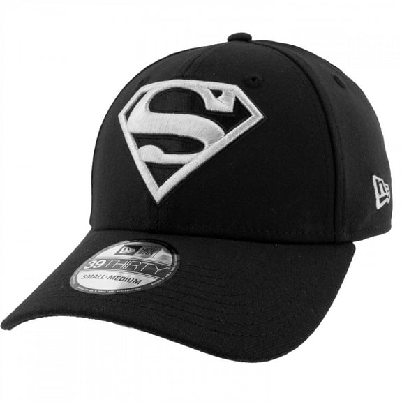 Superman Silver Logo New Era 39Thirty Fitted Hat-Large/XLarge