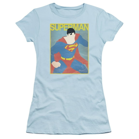 Superman Simple Poster Junior Women's T-Shirt Sheer Light Blue