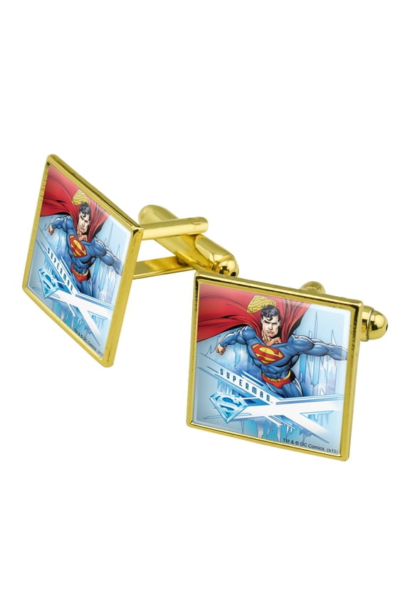 Superman Solitude Square Cufflink Set - Silver or Gold