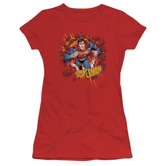 Superman Sorry About The Wall Junior Women's T-Shirt Sheer Red