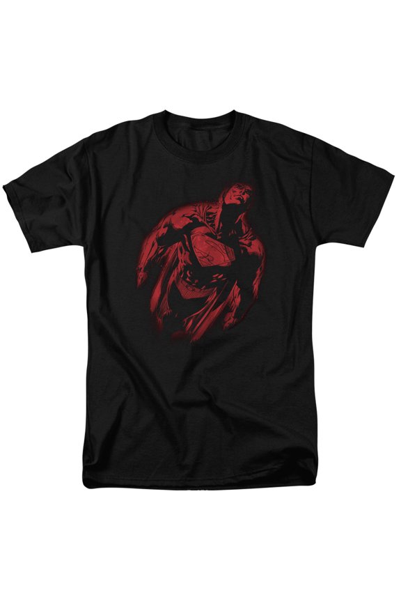 Superman Sprayed Supes Adult 18/1 T-Shirt Black