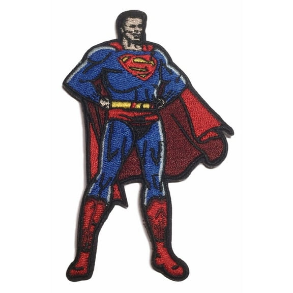 Superman Standing Hands on Hips 4 " Embroidered Iron On Patch