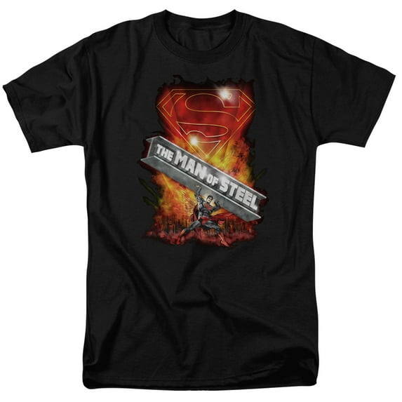 Superman Steel Girder Adult 18/1 T-Shirt Black