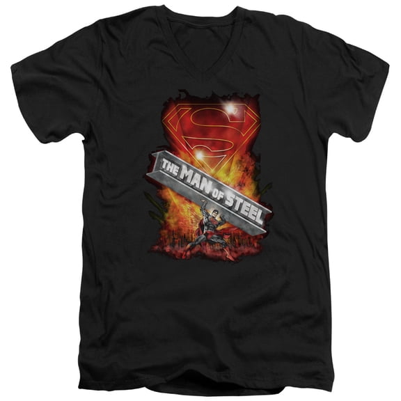 Superman - Steel Girder - Slim Fit V Neck Shirt - Large