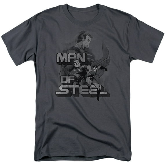 Superman Steel Poses Adult 18/1 T-Shirt Charcoal
