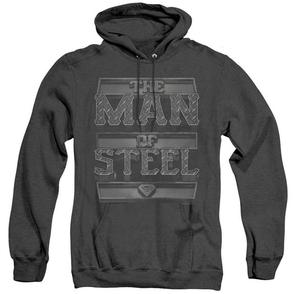 Superman Steel Text Adult Heather Hoodie Sweatshirt Black