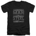 thumbnail image 1 of Superman Steel Text Adult V-Neck T-Shirt Black, 1 of 1